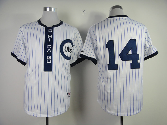 Men Chicago Cubs #14 Banks White Throwback 1909 MLB Jerseys